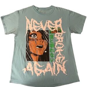 Never Broke Again NBA YoungBoy Crying Anime Girl T-Shirt Light Blue Mens Medium